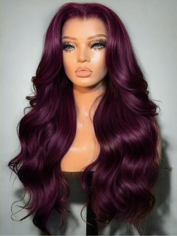 7x5 & 13x4 Bye-Bye Slip™ Glueless Lace Purple Black Cherry Loose Wave & Layered Straight Wig-Pull & Go With Invisi Drawstring
