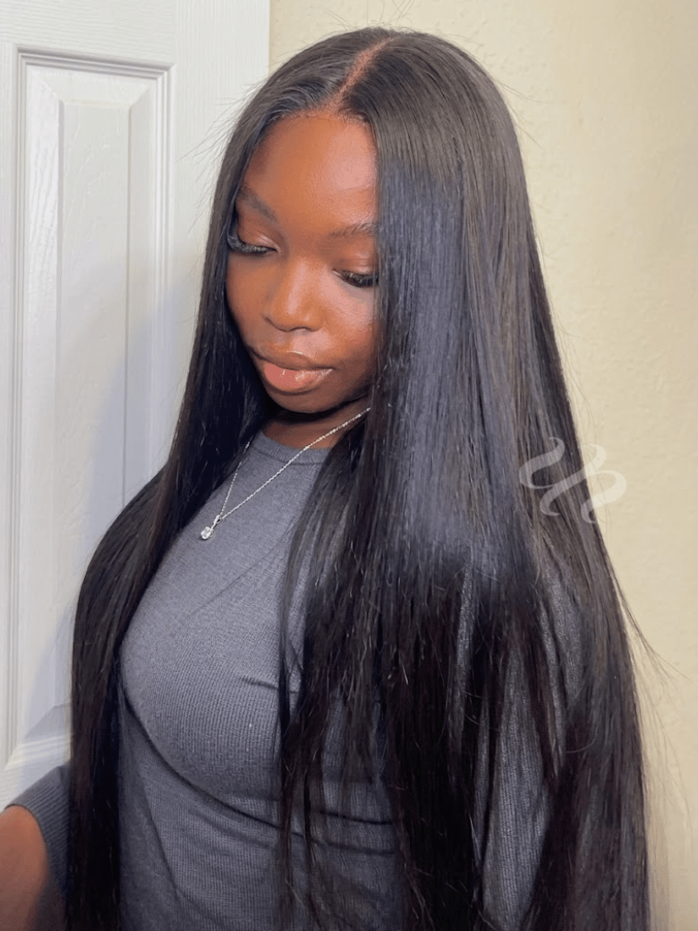 7x5 Bye Bye Slip™ Yaki Straight Black Glueless Wig With Invisible Drawstring