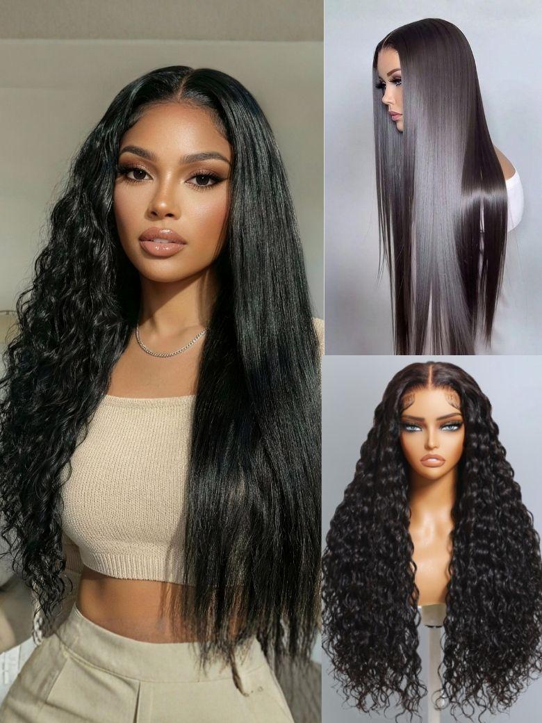 UNice 13x4 Bye Bye Slip™ 2-in-1 Straight to Water Wave Wet and Wavy Human Hair Wig With Invisi Drawstring