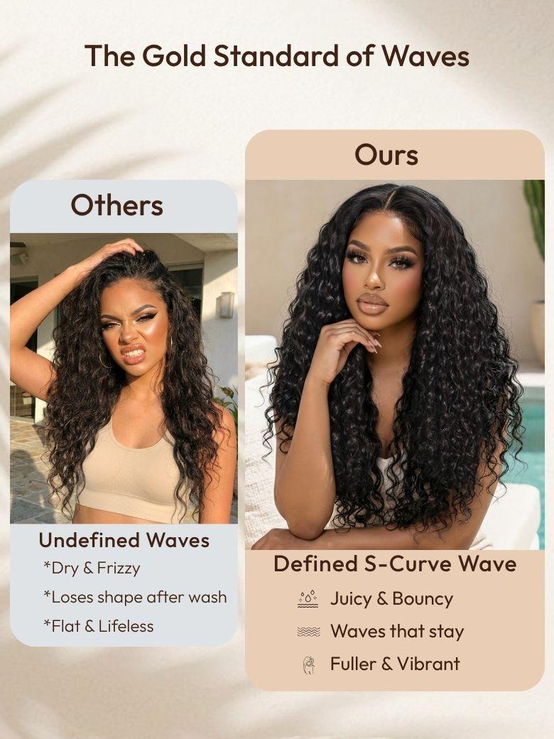 UNice 7x5 Bye-Bye Slip™ & 13x4 HD Lace Put On And Go Glueless Water Wave Drawstring Wig