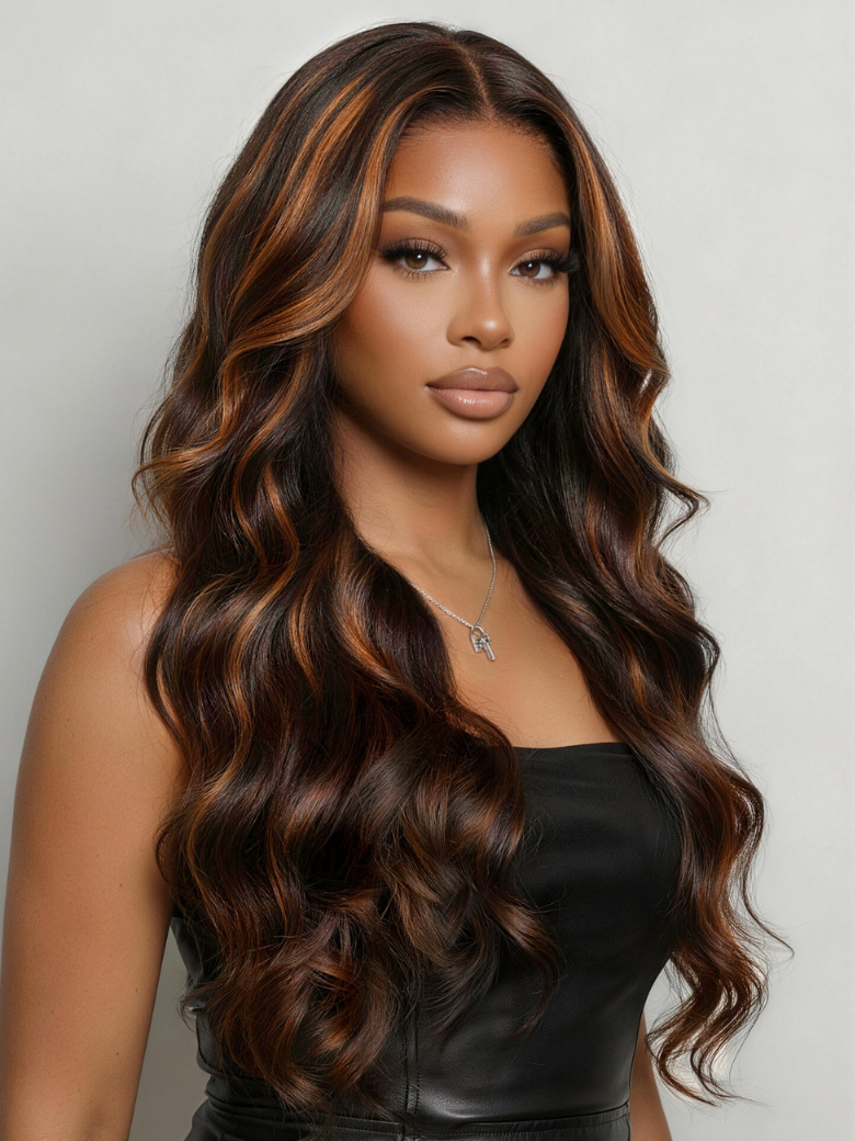 UNice Butterfly Cut 180% Density 100% Human Hair Bye-Bye Knots™ 7x5 Lace Body Curls Wig with Feathered Layers & Invisi Drawstring