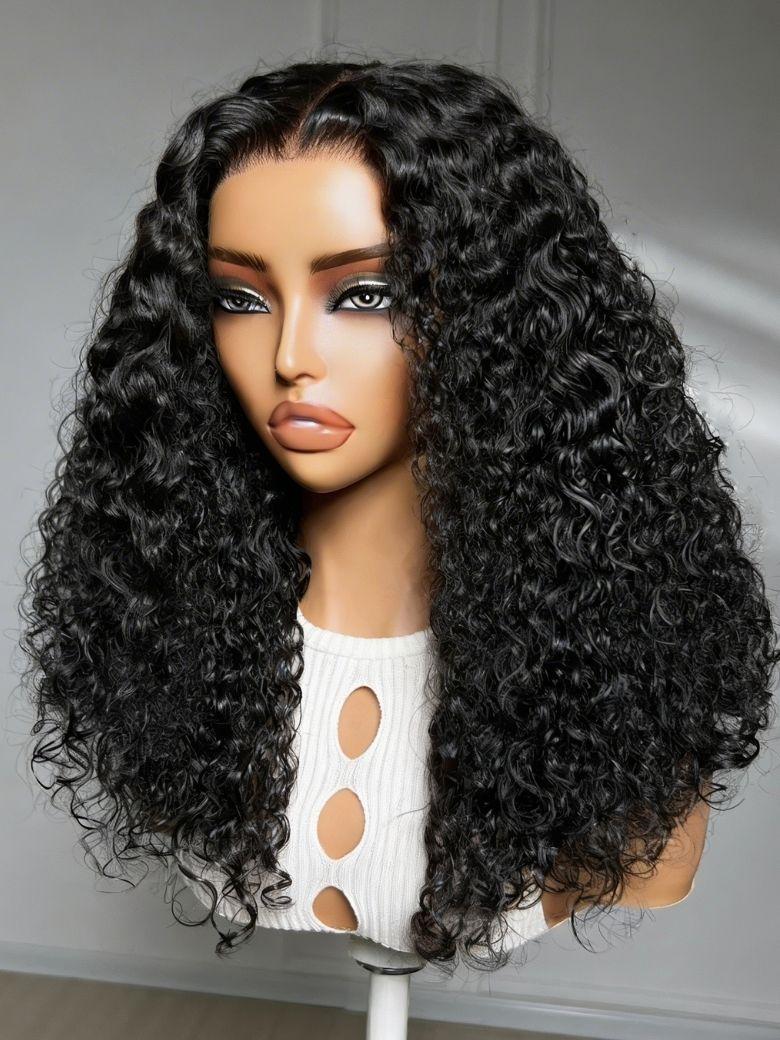 UNice 7x5 Bye-Bye Knots™ & 13x4 Pre-Everything™ Lace Frontal Pull And Go Black Fluffy Natural Loose Wave Curtain Bangs Wig with Free Ear Tape