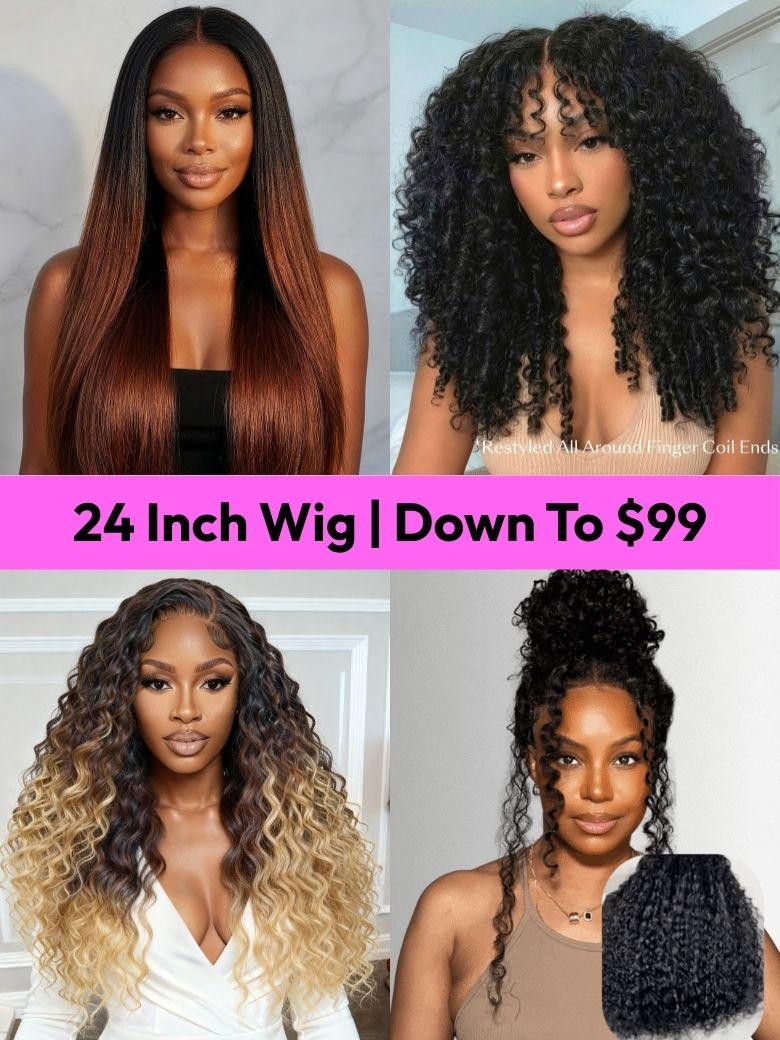 24"=$99 | All 24 Inch & 22 Inch 100% Human Hair Wigs Collection Blowout Sale