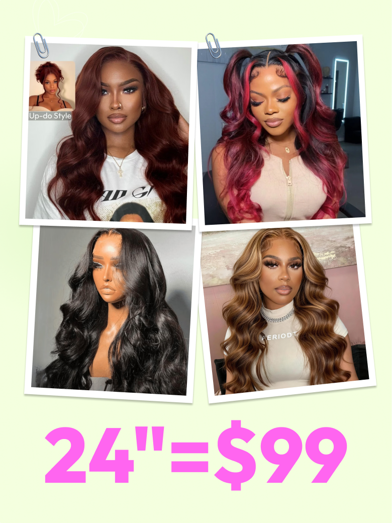 [24"=$99-$129] All 13x4 Front Large Lace 200%/ 180%/ 150% Density Spring & Summer Colored/ Natural Black Everyday Style Wigs