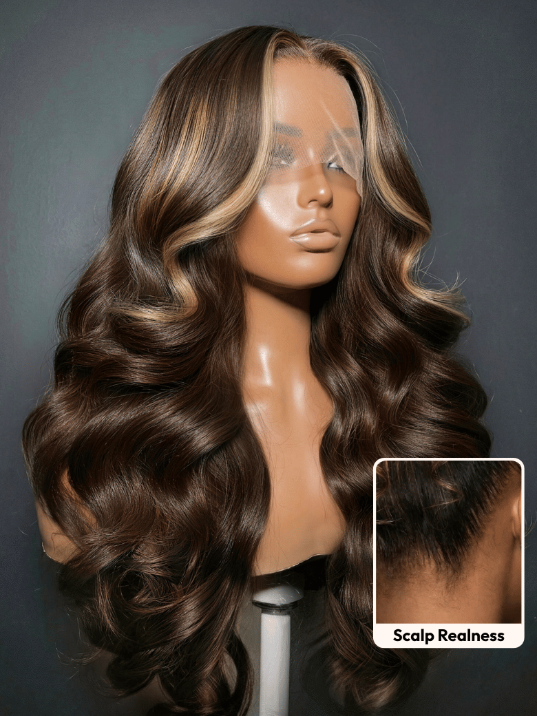 UNice HD Real Scalp™ Wig & Feathered Layers Drawstring Wig 13x4 Invisible Lace Frontal Loose Wave with Face Framing Curtain Bangs