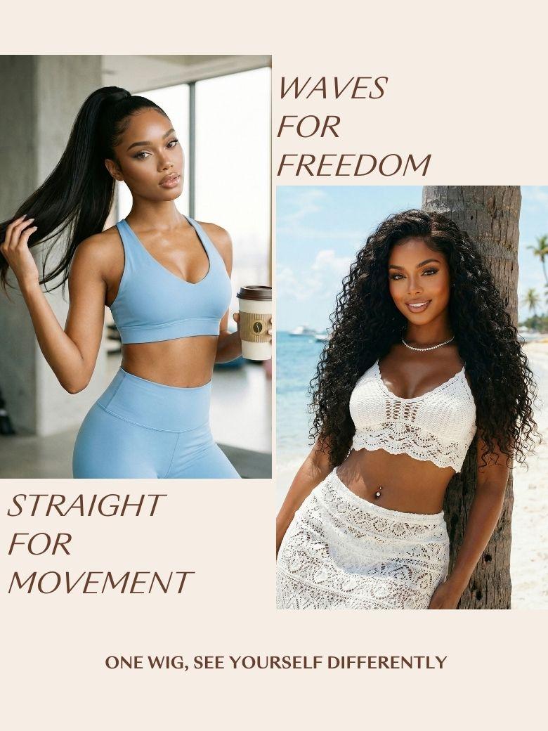 UNice 13x4 Bye Bye Slip™ 2-in-1 Straight to Water Wave Wet and Wavy Human Hair Wig With Invisi Drawstring