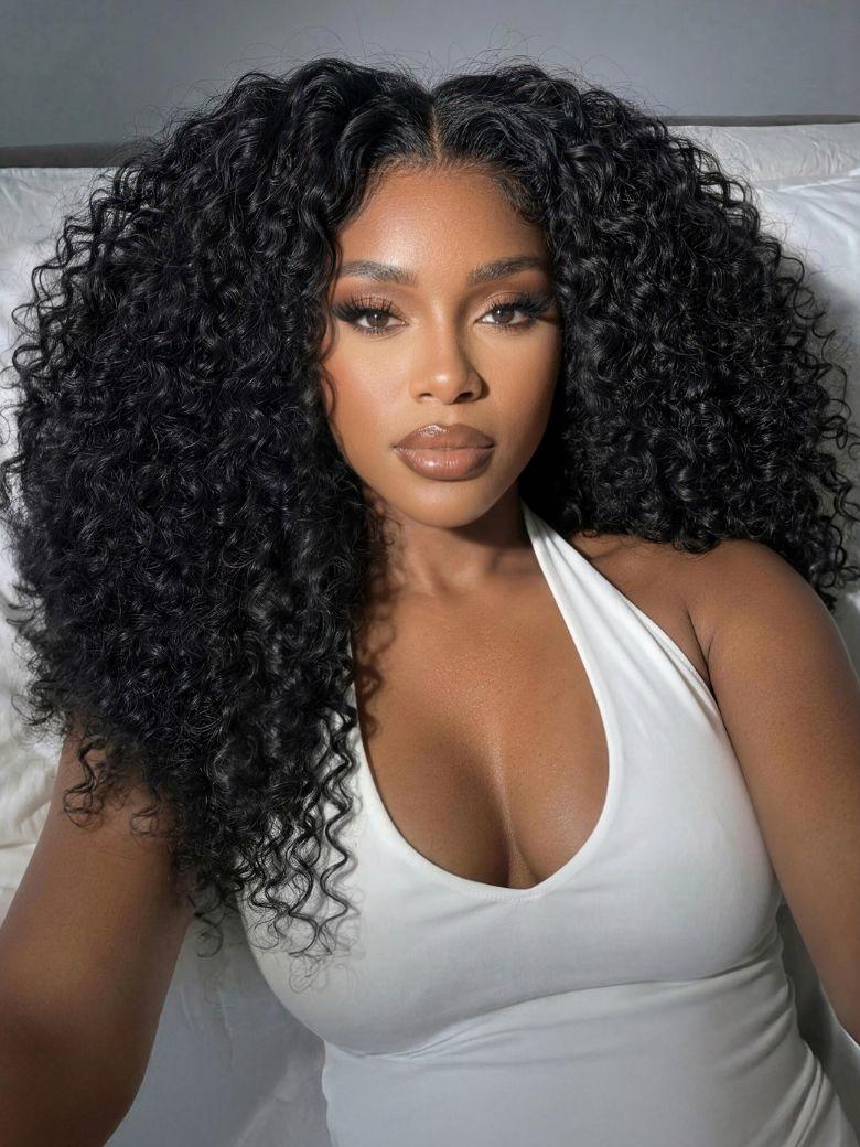 UNice 7x5 Bye Bye Slip™ Lace Natural Black Fluffy Curly Wig with Tight Defined Curls