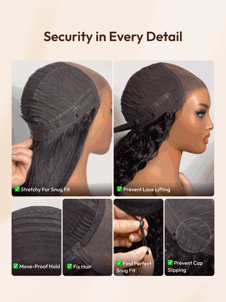 UNice 7x5 Bye-Bye Slip™ Put On And Go Glueless Water Wave Drawstring Wig