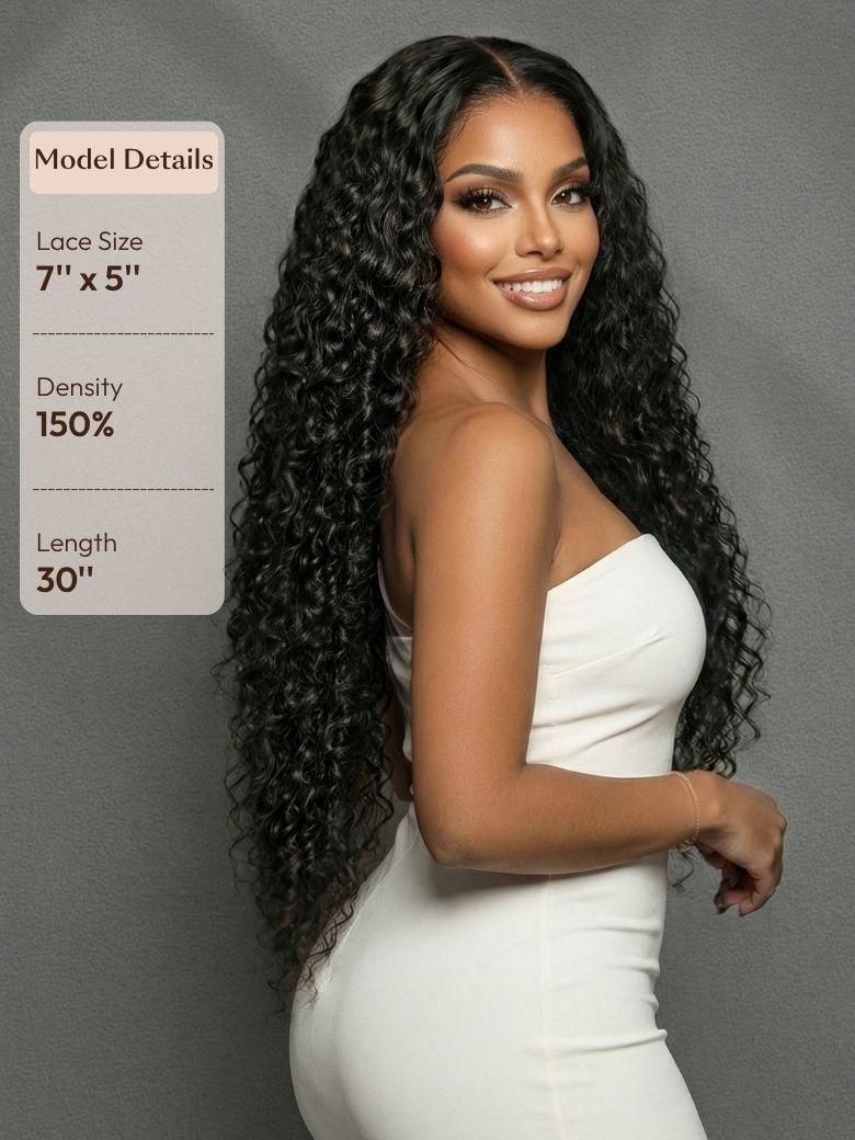 UNice 7x5 Bye-Bye Slip™ & 13x4 HD Lace Put On And Go Glueless Water Wave Drawstring Wig
