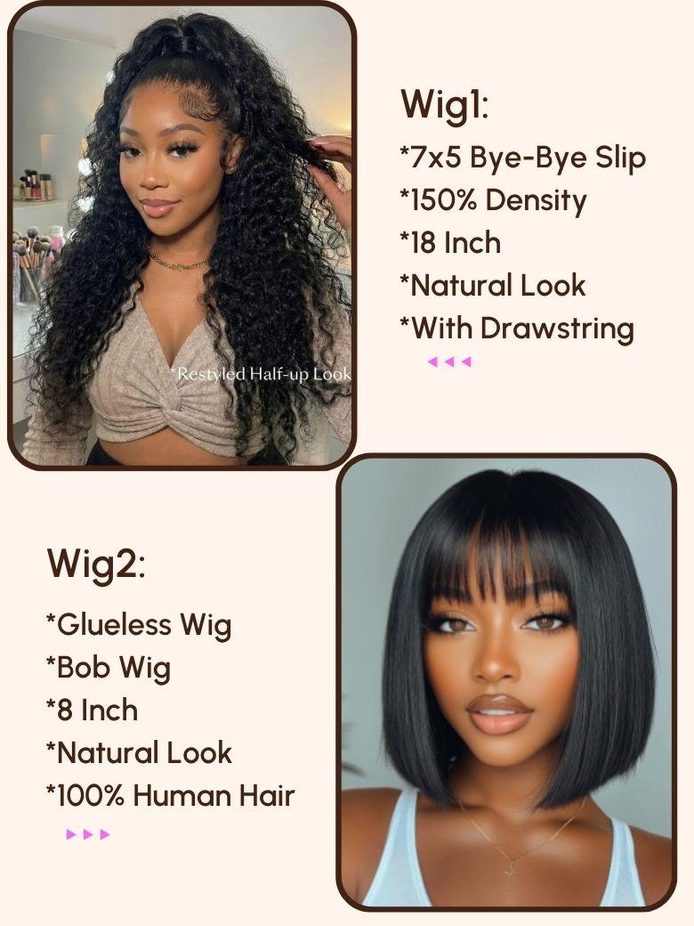 Pay $109 Get 2 Wigs | 24H Limited Time Sale | 18Inch 7X5 Lace Byebye Slip 150% Density Wig