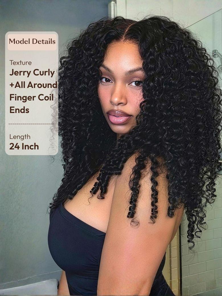 @ChrissyCousin wears a long, voluminous black Burmese curly wig with a realistic pre-plucked hairline and a natural scalp-like center part.