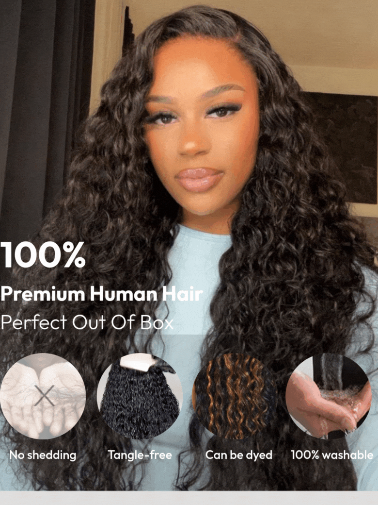[22"= $118] From 18" 13x4 Pre-Everything™ Natural Black Micro Water Wave Wig With Invisi Drawstring
