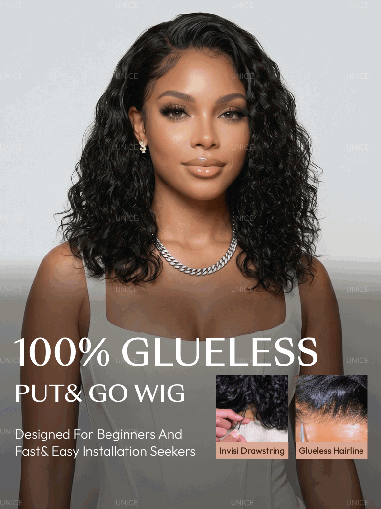 UNice Bye-Bye Slip™ 6X4 Minimalist Lace "C" Side Part Loose Wavy Bob 220% High Density Wig