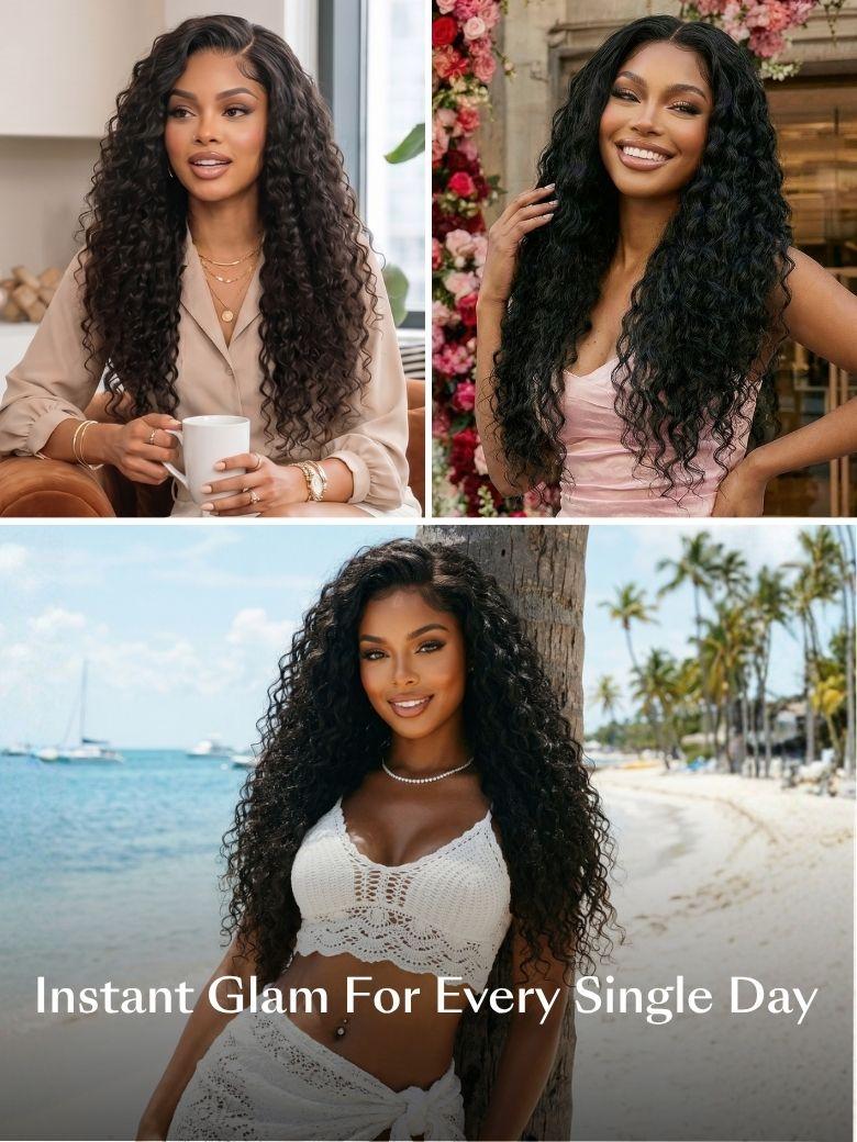 UNice 7x5 Bye-Bye Slip™ Put On And Go Glueless Water Wave Drawstring Wig