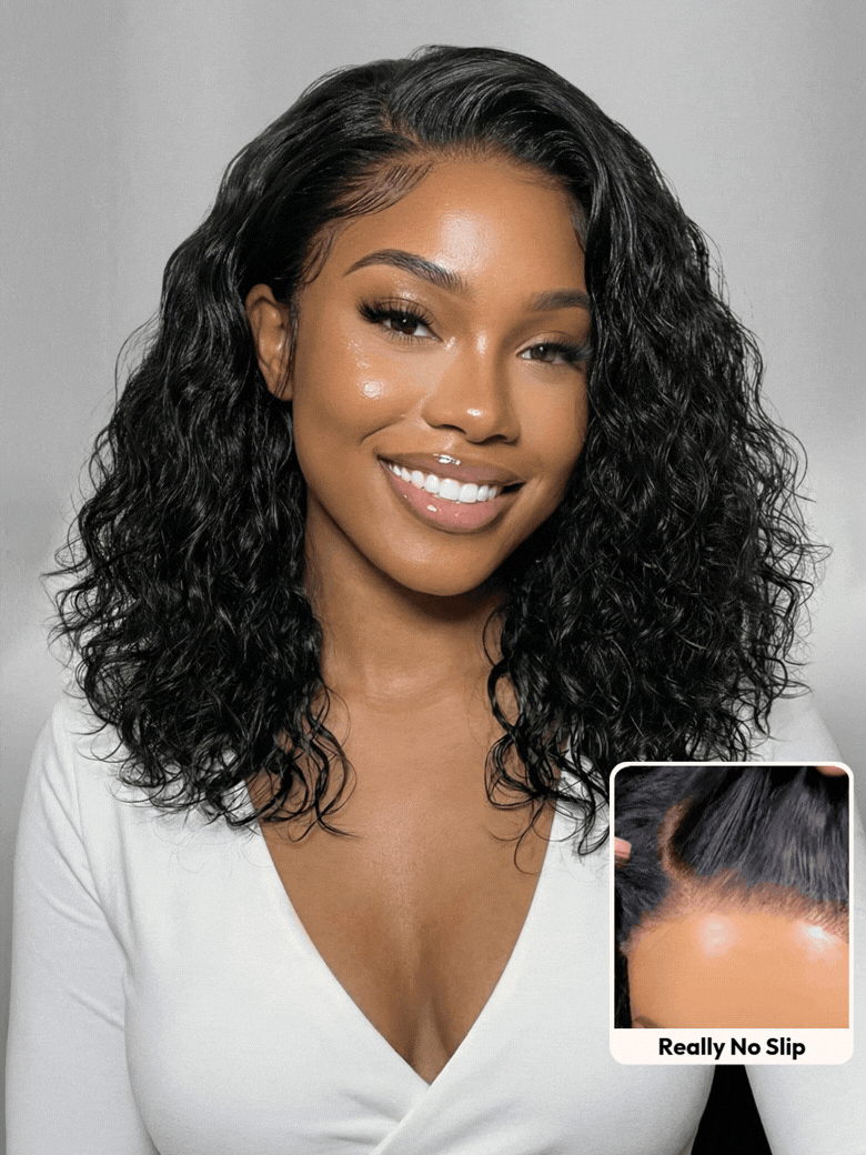 [ 220% Density ] UNice Bye-Bye Slip™ 6X4 Glueless Lace "C" Side Part Loose Wavy Bob 220% High Density Drawstring Wig For Beginners