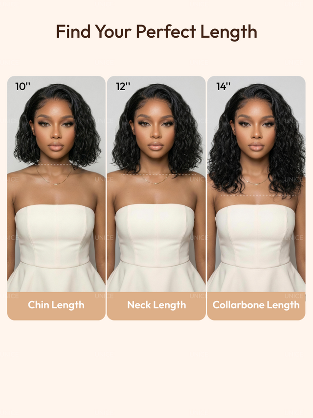 UNice Bye-Bye Slip™ 6X4 Glueless Lace "C" Side Part Loose Wavy Bob 220% High Density Drawstring Wig For Beginners