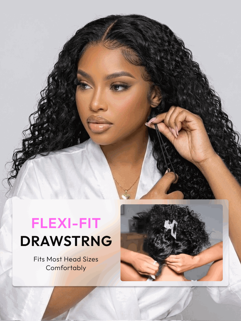 UNice 7x5 Bye-Bye Slip™ Put On And Go Glueless Water Wave Drawstring Wig