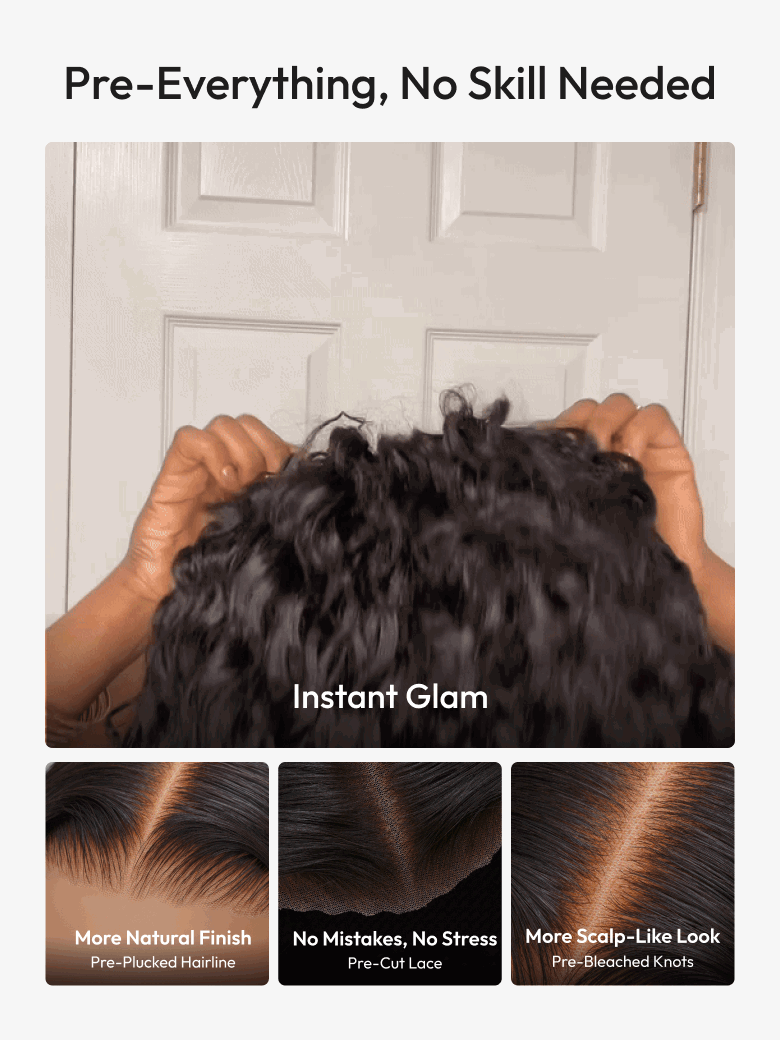 UNice 7x5 Bye-Bye Slip™ Put On And Go Glueless Water Wave Drawstring Wig