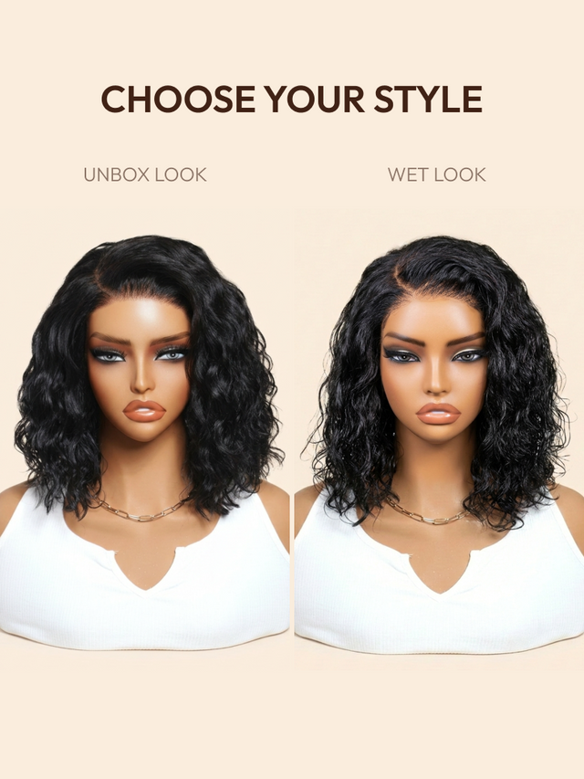 UNice Bye-Bye Slip™ 6X4 Glueless Lace "C" Side Part Loose Wavy Bob 220% High Density Drawstring Wig For Beginners