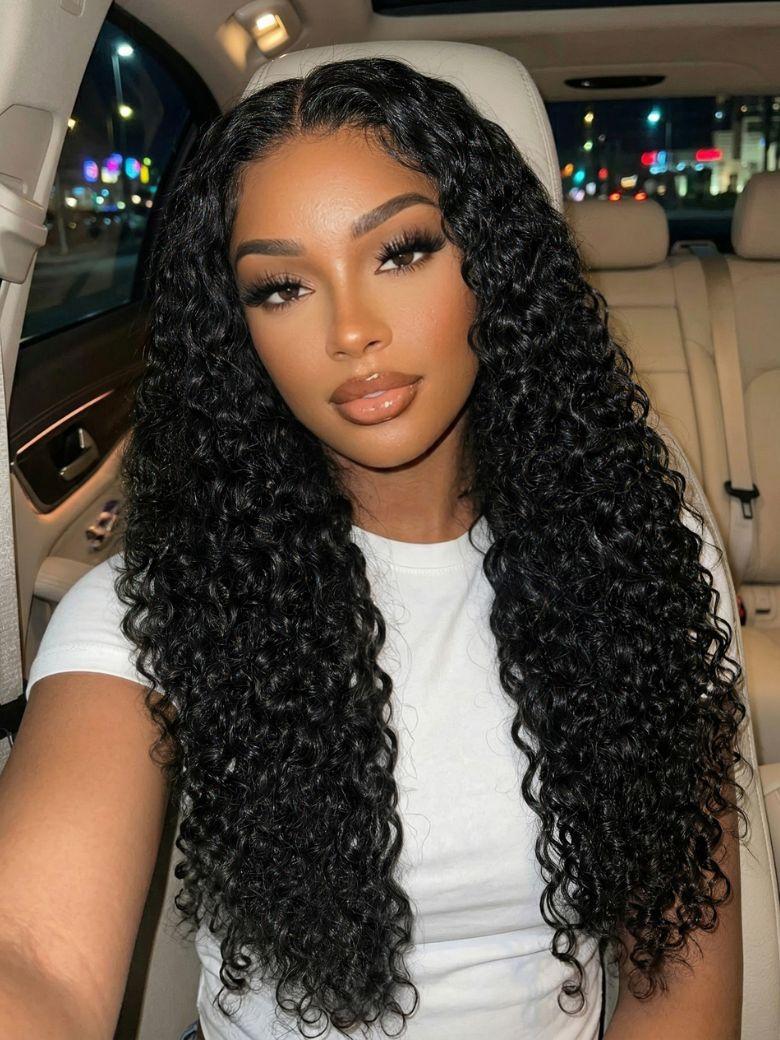 UNice 13x4 Bye Bye Slip™ Lace Frontal Defined Deep Curly Glueless Wig with Mixed Curls For Beginners