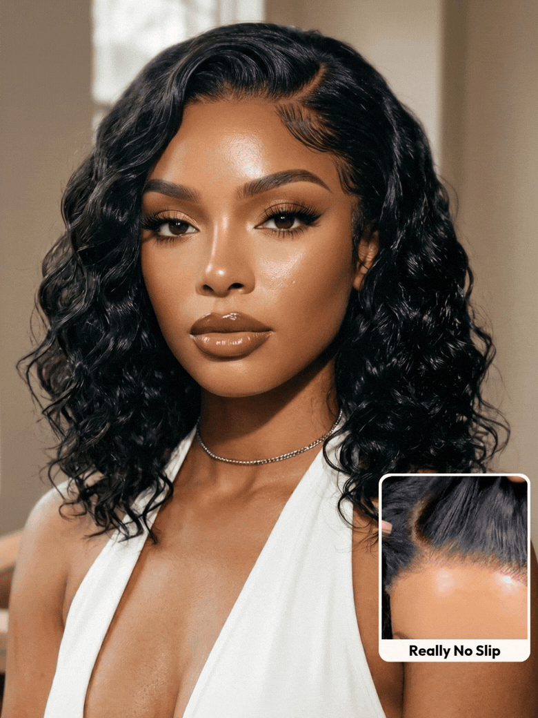 UNice Bye-Bye Slip™ 6X4 Glueless Lace "C" Side Part Loose Wavy Bob 220% High Density Drawstring Wig For Beginners