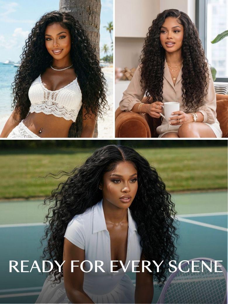 UNice 7x5 Bye-Bye Slip™ Put On And Go Glueless Water Wave Drawstring Wig