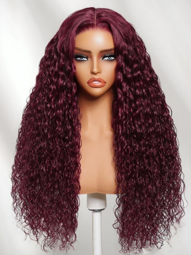 UNice 13x4 Bye Bye Slip™ Lace Frontal Burgundy Water Wave Glueless Wig with Invisi Drawstring