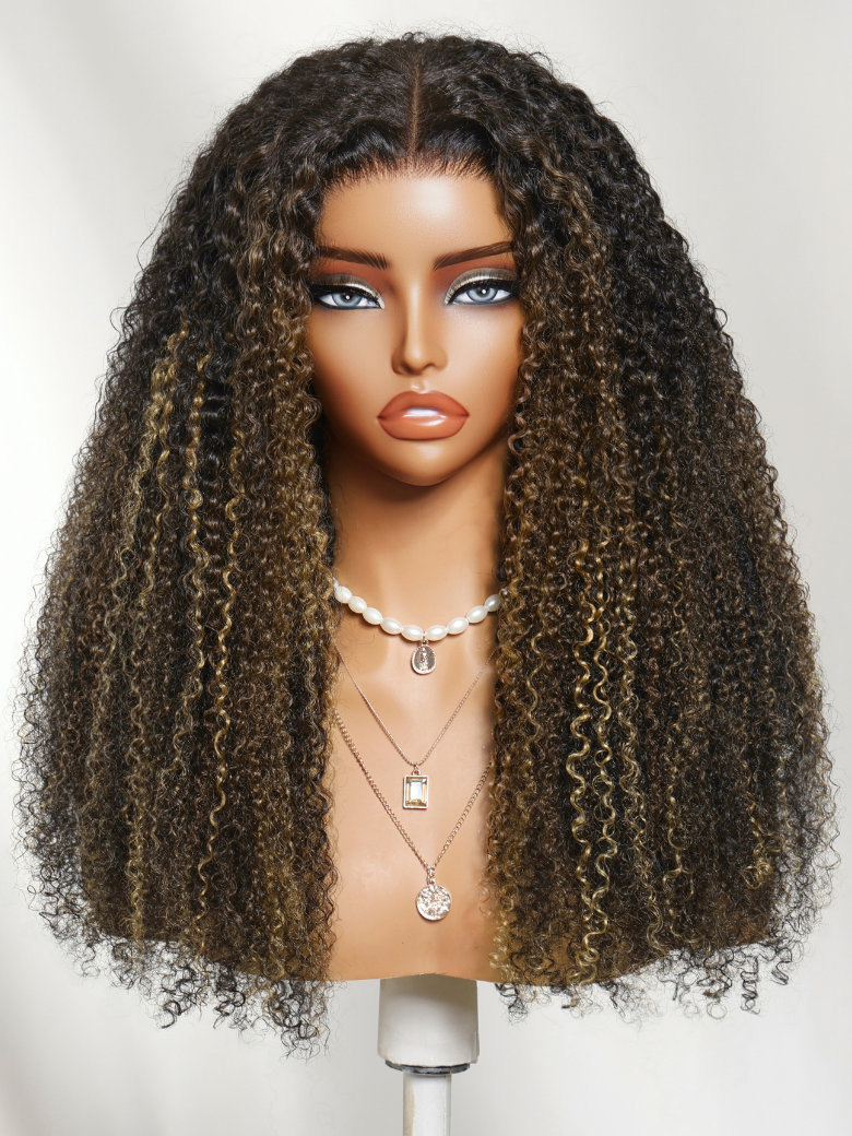 UNice 7x5 Bye-Bye Knots™ & 13x4 Pre-Everything™ Lace Frontal Pull And Go Black Fluffy Natural Loose Wave Curtain Bangs Wig with Free Ear Tape