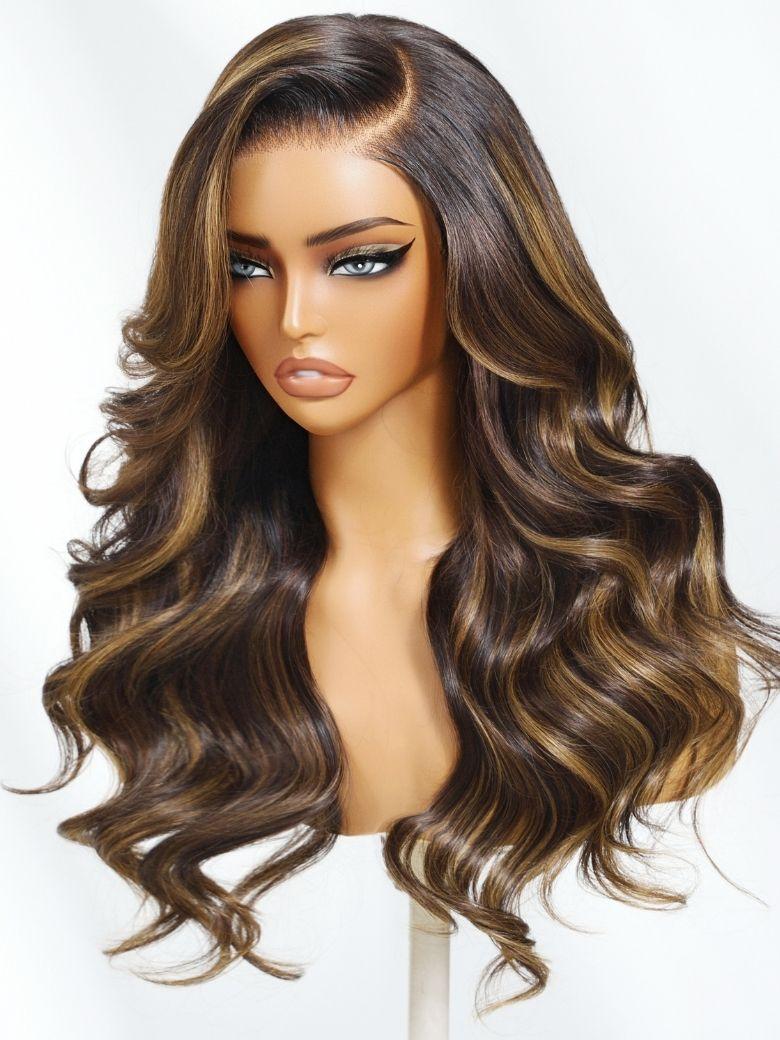 UNice 7x5 Bye-Bye Knots™ & 13x4 Pre-Everything™ Lace Frontal Pull And Go Black Fluffy Natural Loose Wave Curtain Bangs Wig with Free Ear Tape