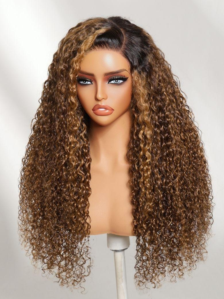 UNice 13x4 Pre-Everything™ Lace Frontal Honey Brown Loose Wave Drawstring Wig with Golden Blonde Face Framing Layers