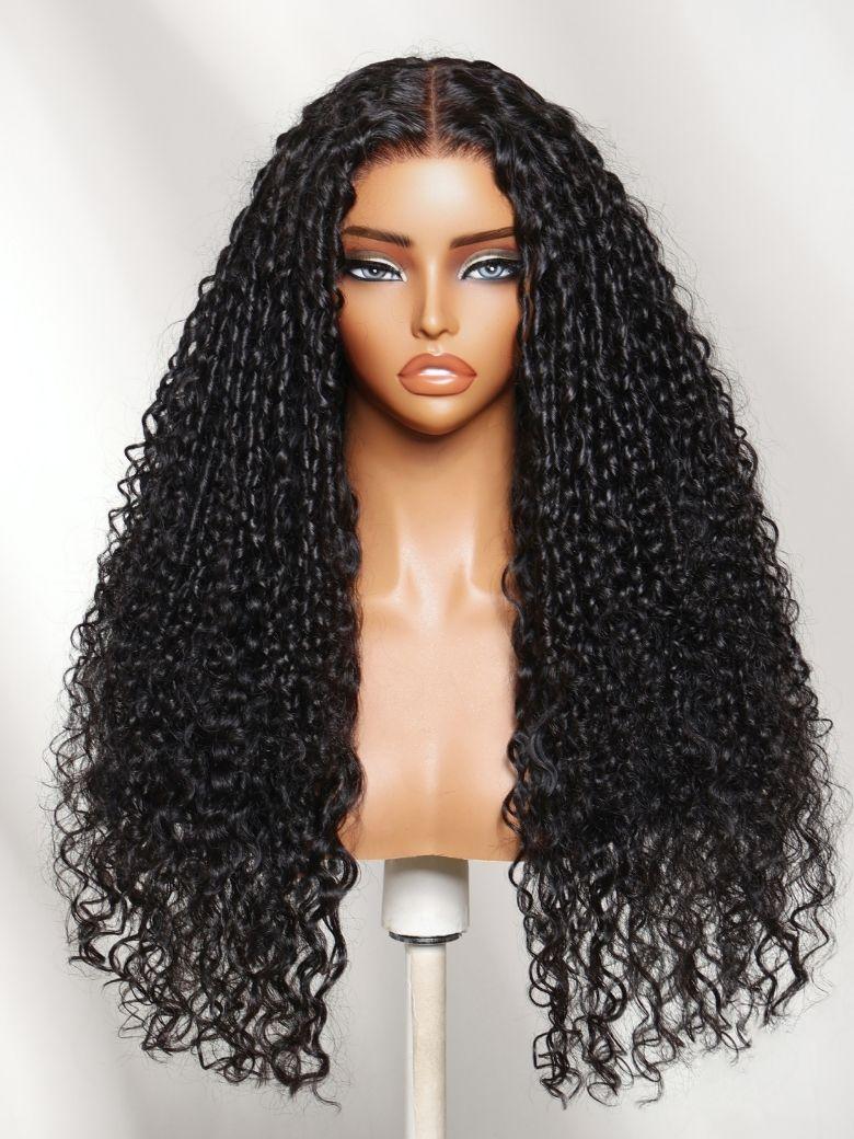 UNice 7x5 Bye-Bye Knots™ & 13x4 Pre-Everything™ Lace Frontal Pull And Go Black Fluffy Natural Loose Wave Curtain Bangs Wig with Free Ear Tape