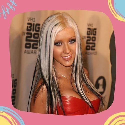 Christina Aguilera Black and Blonde Hair
