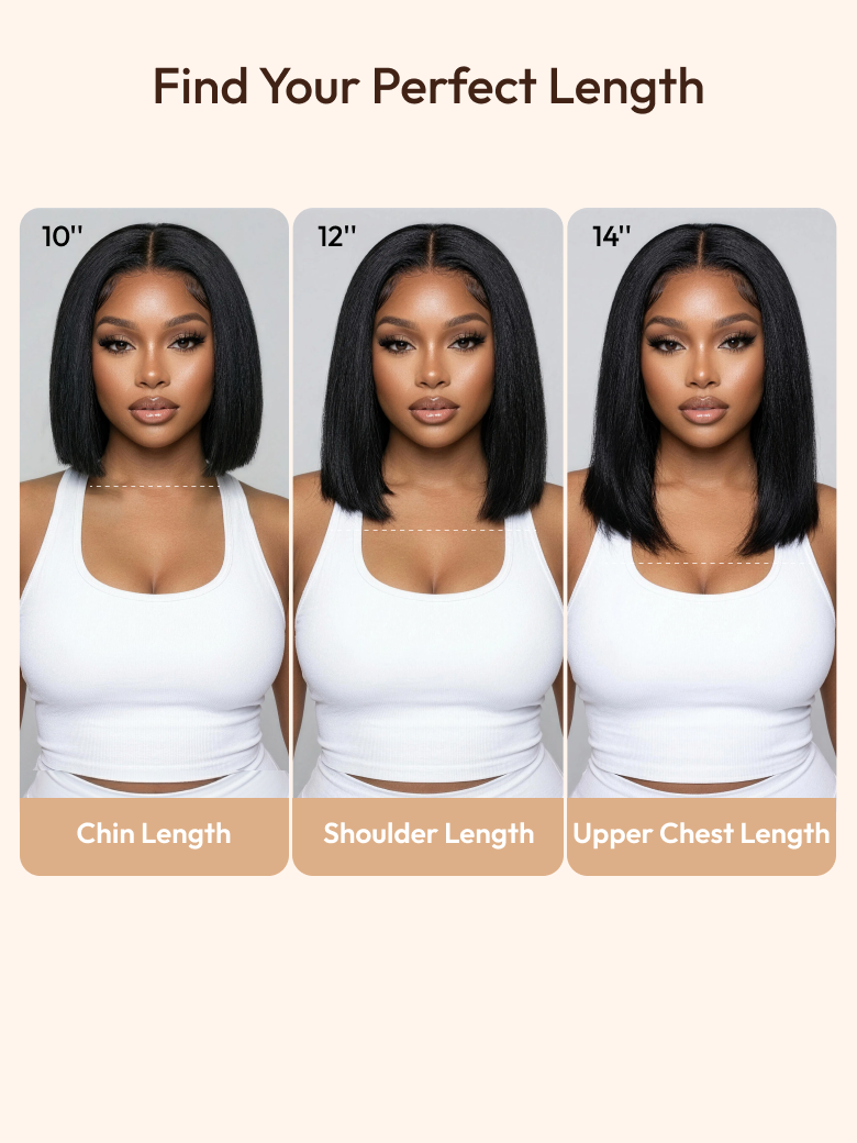 UNice 7x5 Bye Bye Slip™ Glueless Lace Black Yaki & Pre Layered & 13x4 Pre Everything Yaki Bob Bleached Knots Drawstring Wig