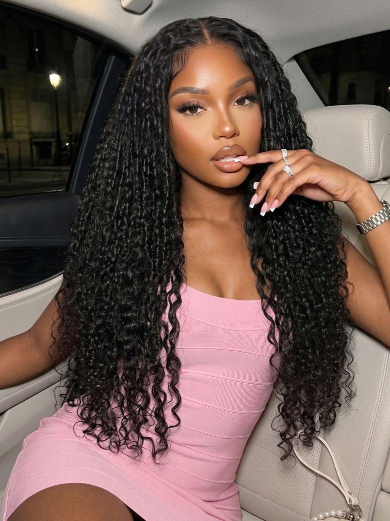 [From 18"] UNice 7x5 Bye Bye Slip™ Lace Black Defined Mixed Curly Glueless Wig with Invisi Drawstring