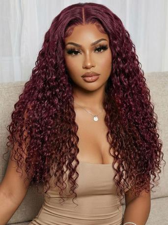 UNice 13x4 Bye Bye Slip™ Lace Frontal Burgundy Water Wave Glueless Wig with Invisi Drawstring