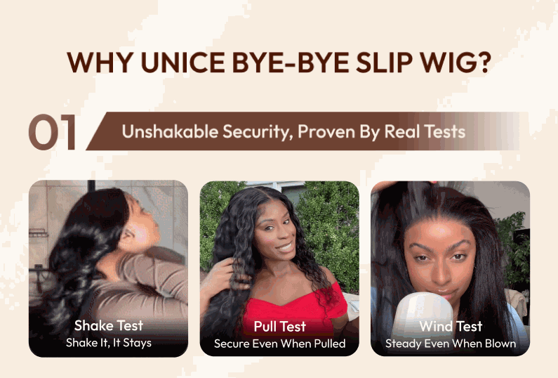 secure bye bye slip wig test