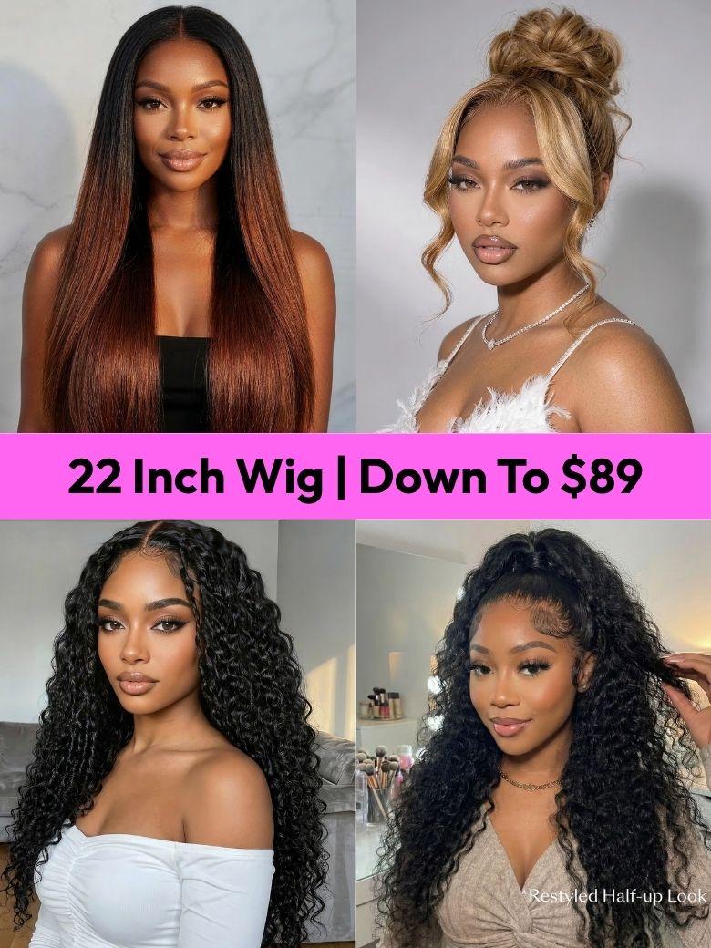 22"=$89 | All 22 Inch 100% Human Hair Wigs Collection Blowout Sale