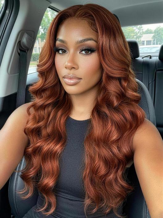 UNice 7x5 Bye-Bye Knots™ Wig Glueless Lace Sunset Jerry Curly for Reddish Brown Drawstring Wig With Bleached Knots