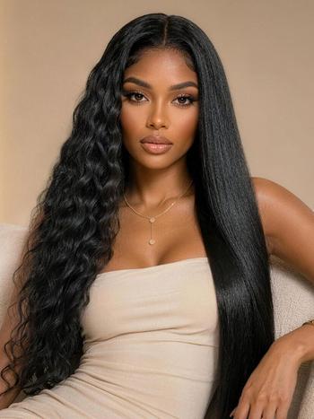 UNice 13x4 Bye Bye Slip™ 2-in-1 Straight to Water Wave Wet and Wavy Human Hair Wig With Invisi Drawstring