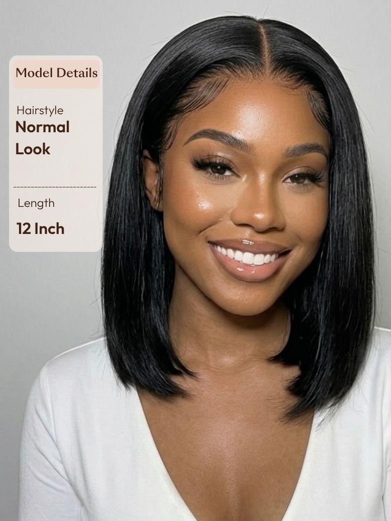 UNice 7x5 Bye Bye Knots™ Glueless Lace Black Yaki & Pre Layered Bob Bleached Knots Drawstring Wig