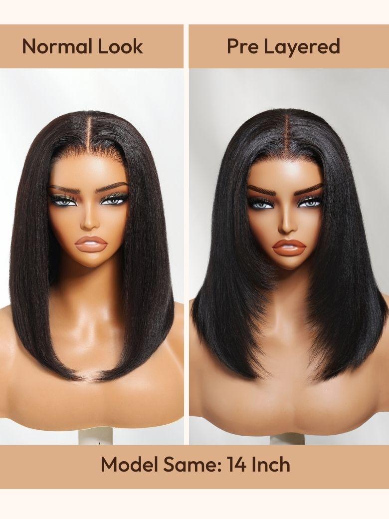UNice 7x5 Bye Bye Knots™ Glueless Lace Black Yaki Drawstring Bob Bleached Knots Wig