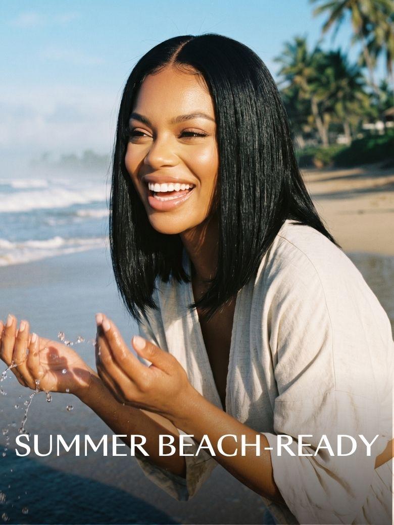 UNice 7x5 Bye Bye Slip™ Glueless Lace Black Yaki & Pre Layered Yaki Bob Bleached Knots Drawstring Wig