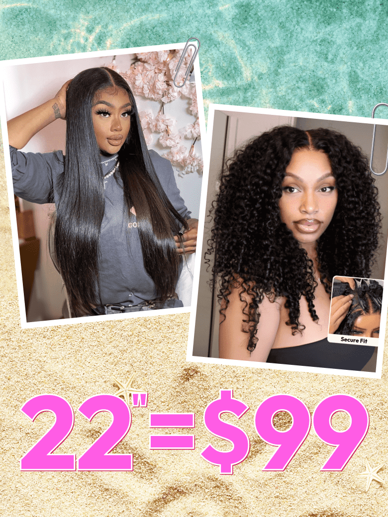 [22"=$99] InvisiBlend Drawstring Finger Coil Ends V Part  Curly& Straight V Part Human Hair Wig