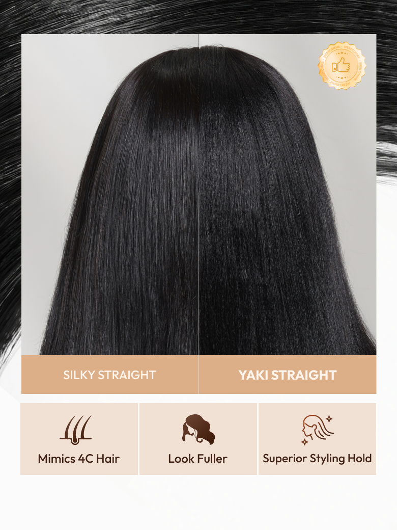 UNice 7x5 Bye Bye Slip™ Glueless Lace Black Yaki & Pre Layered Yaki Bob Bleached Knots Drawstring Wig