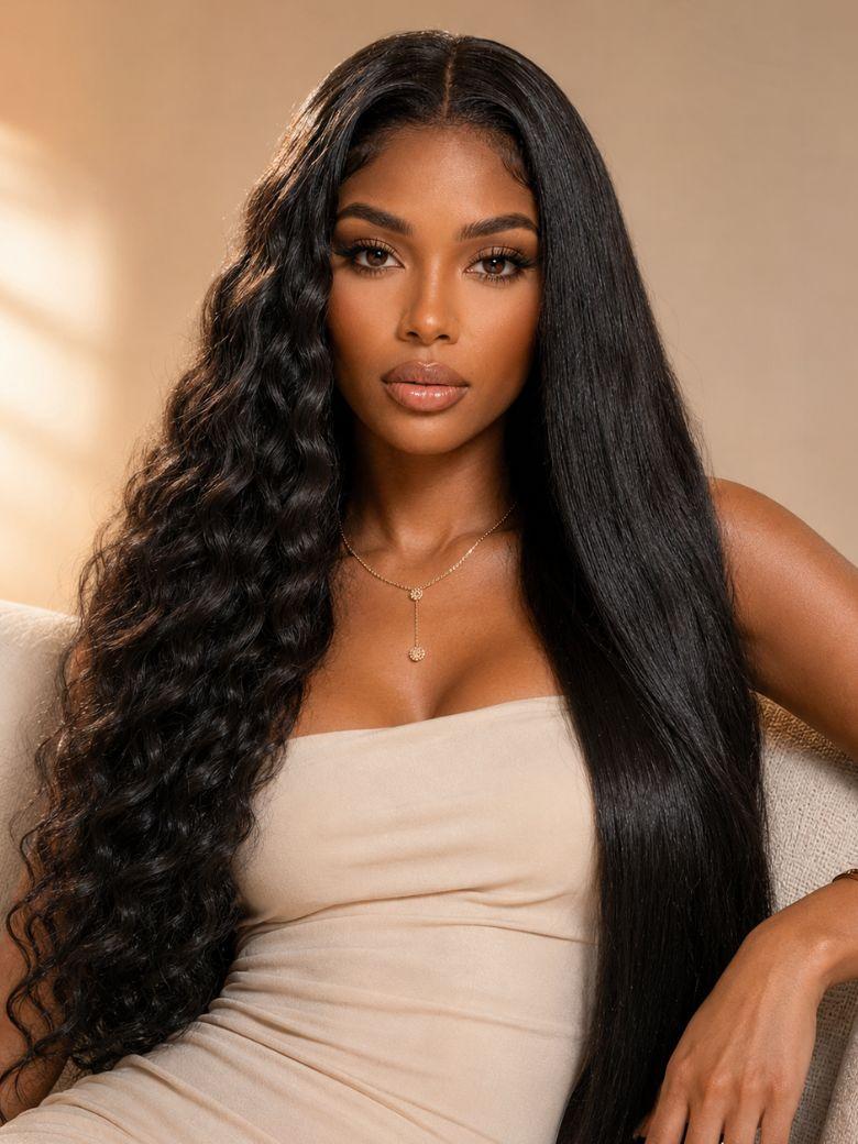 [ Ameera Same ] UNice 13x4 Bye Bye Slip™ 2-in-1 Straight to Water Wave Wet and Wavy Human Hair Wig With Invisi Drawstring