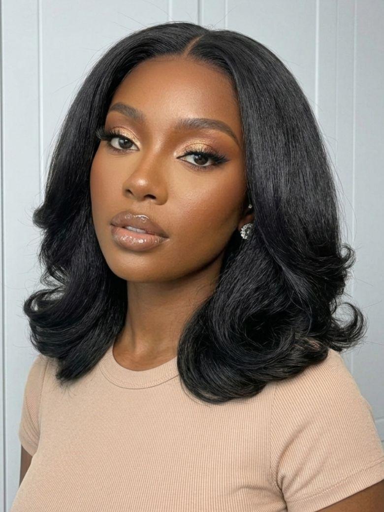 UNice EasiContour™ V Part Bouncy Blowout Kinky Straight V Part Bob Glueless Wig