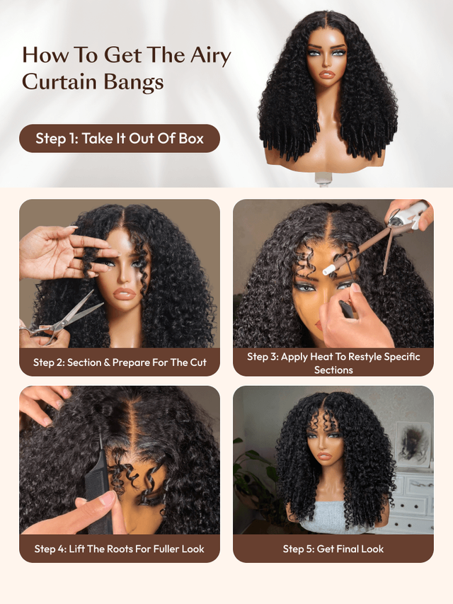 UNice 7x5 Bye-Bye Slip Curly Texture Premium Hair Drawstring Wig With Finger Coil Ends