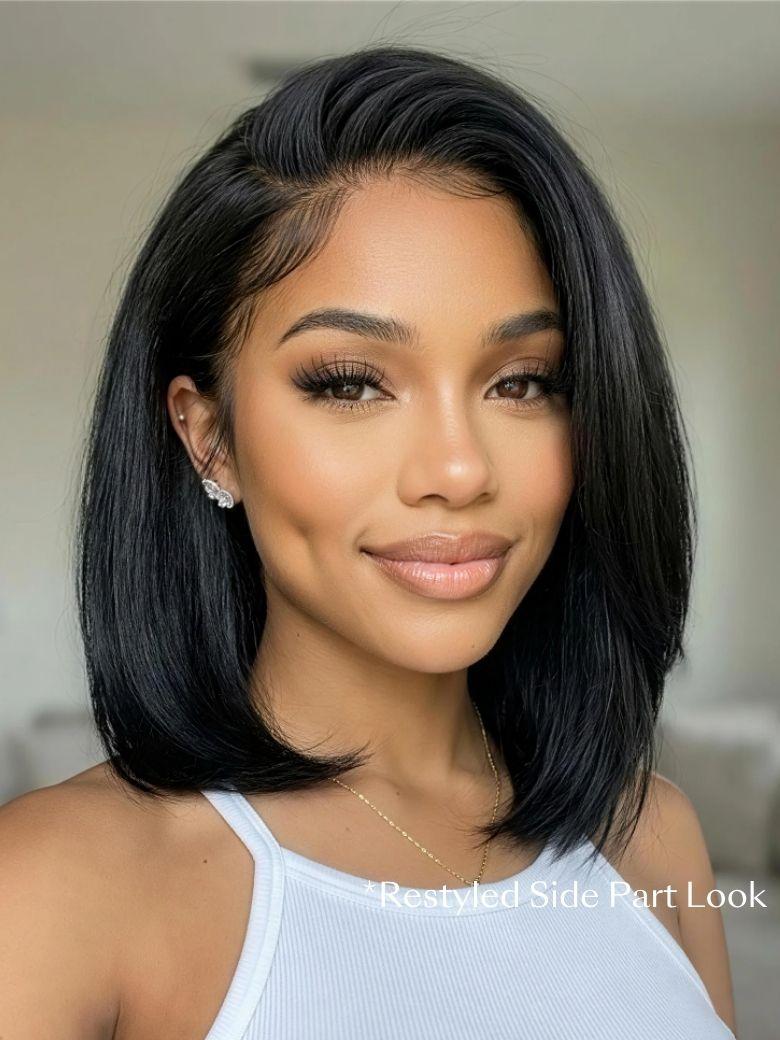 UNice 7x5 Bye Bye Slip™ Glueless Lace Black Yaki & Pre Layered Yaki Bob Bleached Knots Drawstring Wig