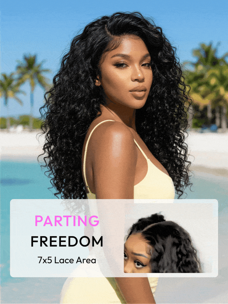 UNice 7x5 Bye-Bye Slip™ Put On And Go Glueless Water Wave Drawstring Wig With Baby Hair