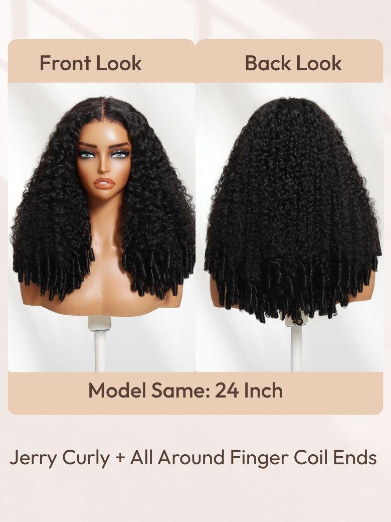 Mannequin head displaying a 24-inch wig with natural black, voluminous, curly hair.